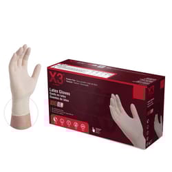 X3 Latex Disposable Gloves X-Large Ivory Powder Free 100 pk