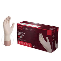 X3 Latex Disposable Gloves X-Large Ivory Powder Free 100 pk