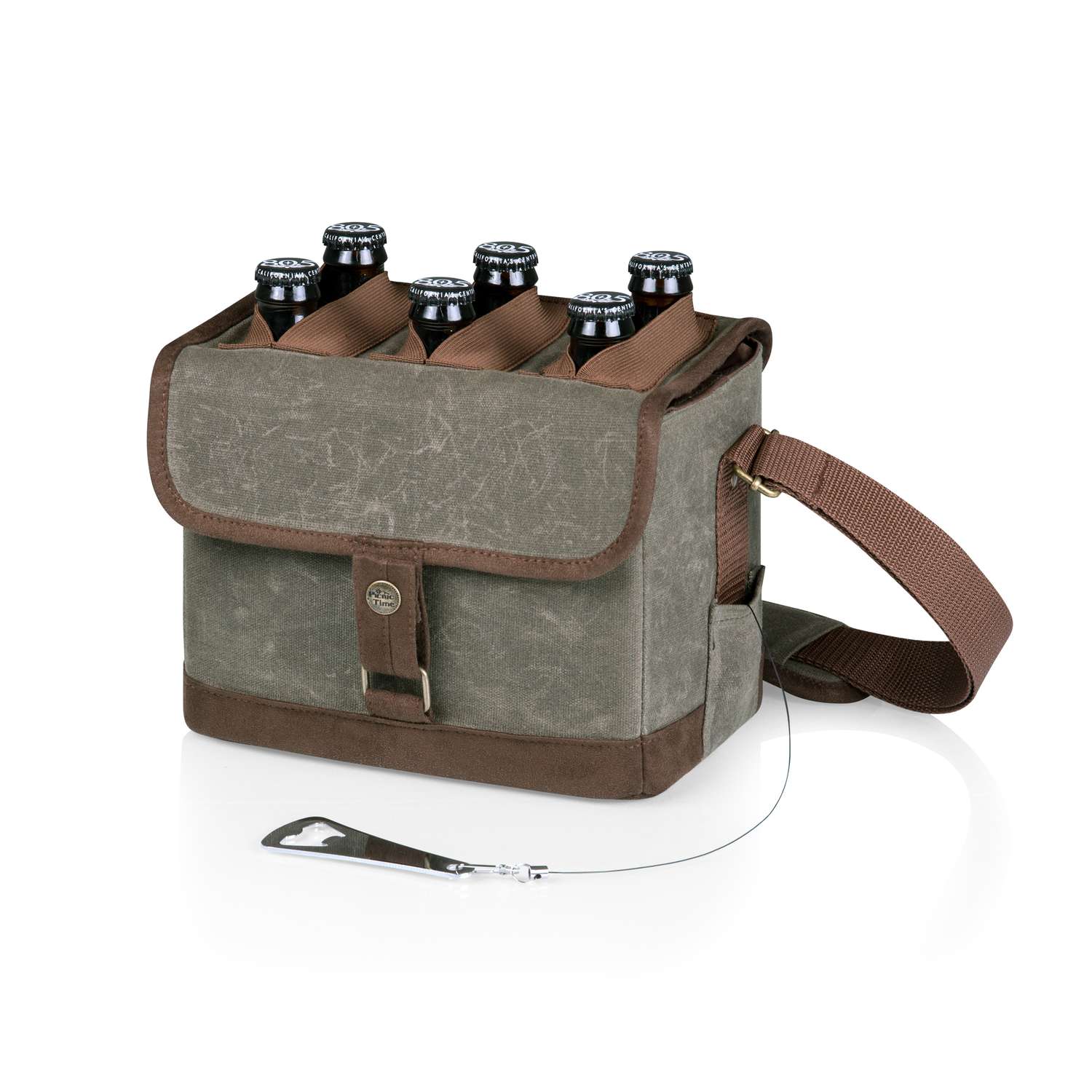 Picnic Time Legacy Khaki/Brown Cotton Tote Bag 6 12Oz. Cans Ace Hardware