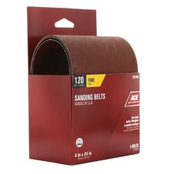 Ace 24 in. L X 4 in. W Aluminum Oxide Sanding Belt 120 Grit Fine 2 pc