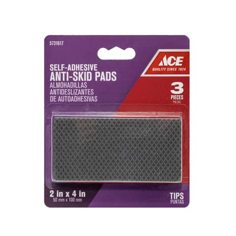 Ace Rubber Self Adhesive Non-Skid Pad Black Rectangle 2 in. W X 4 in. L 3 pk