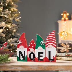 Glitzhome Multicolored Gnome Family Noel Table Decor 8.75 in.