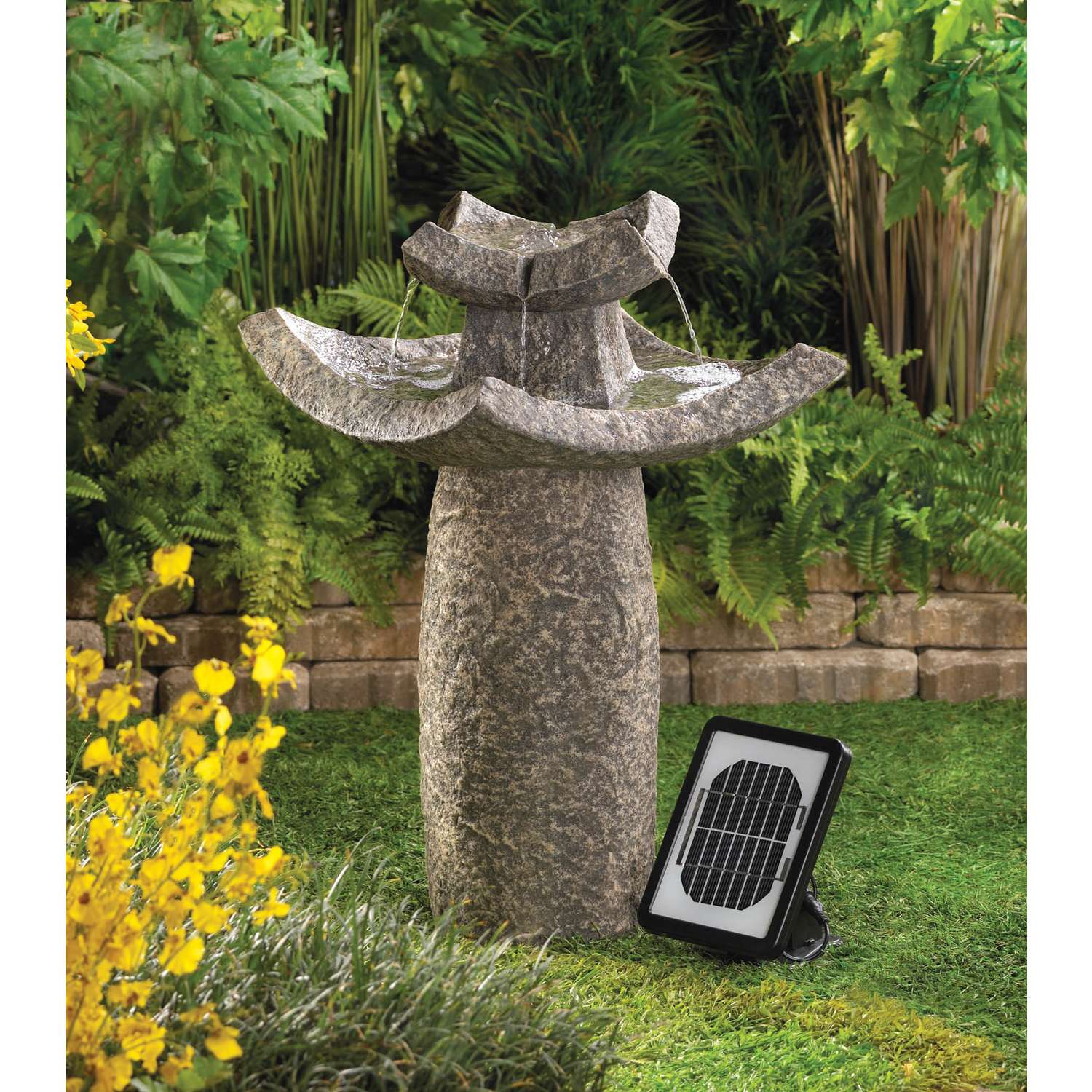 Cascading Fountains Modern Temple Resin/Stone Powder/Sand Gray Outdoor