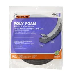 Frost King Charcoal Poly Foam Weather Seal For Doors and Windows 17 ft. L X 0.38 in.