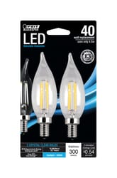 Feit C10 E12 (Candelabra) LED Bulb Daylight 40 Watt Equivalence 2 pk