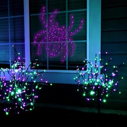 Celebrations Purple 150 ct 16 in. LED Prelit Illuminated Spider Halloween Decor