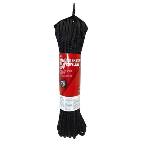 Ace 1/4 in. D X 100 in. L Gray/White Diamond Braided Poly Rope Ace 1/4 in. D X 100 in. L Gray/White Diamond Braided Poly Rope