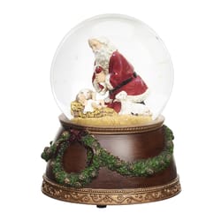 Roman Glitter Dome LED Multicolored Kneeling Santa Table Decor 5.88 in.