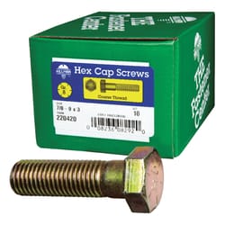 HILLMAN 7/8-9 in. D X 3 in. L Heat Treated Steel Hex Head Cap Screw 10 pk