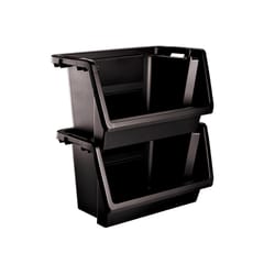 Starplast Black Storage Bin 14.4 in. H X 15.6 in. W X 28 in. D Stackable