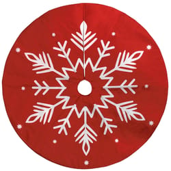 Celebrations Home Red/White Scandinavian Snowflake Tree Skirt Indoor Christmas Decor 28 in.