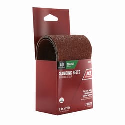 Ace 21 in. L X 3 in. W Aluminum Oxide Sanding Belt 40 Grit Extra Coarse 2 pc