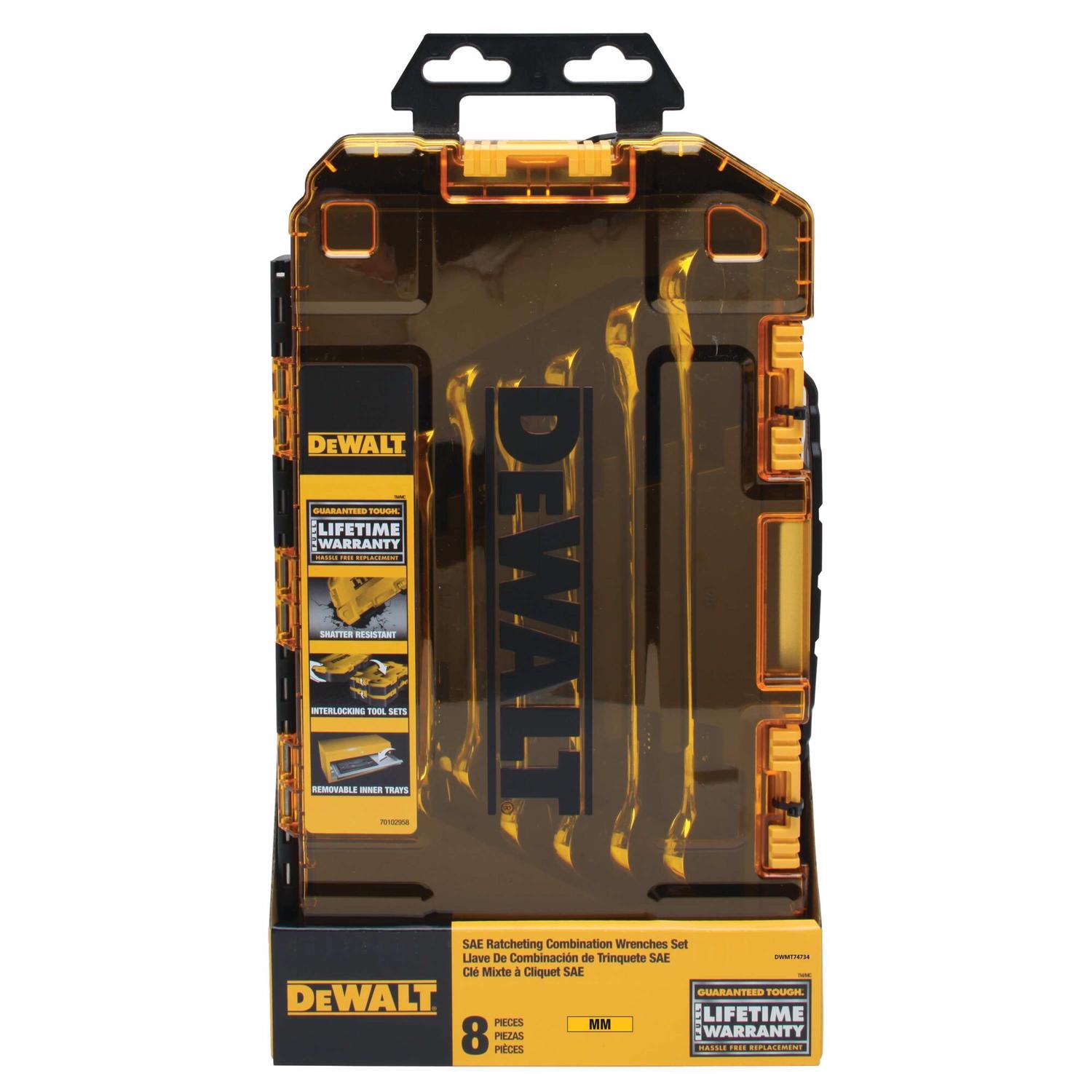 DeWalt Metric Ratcheting Combination Wrench Set 8 pc