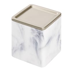 InterDesign Dakota Satin White Marble Plastic/Steel Covered Jar