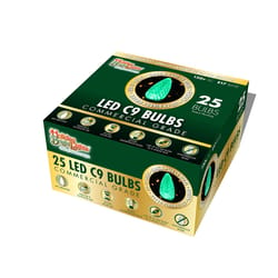 Holiday Bright Lights LED C9 Green 25 ct Replacement Christmas Light Bulbs