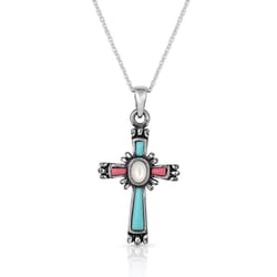 Montana Silversmiths Women's Faith Beaming Cross Multicolored Necklace Water Resistant