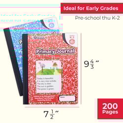 Bazic Products 9-3/4 in. W X 7-1/2 in. L Stitched Black Primary Journal Marble Composition Book