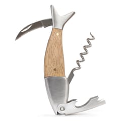 KIKKERLAND Brown/Silver Stainless Steel/Wood Corkscrew