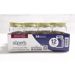 Superb Regular Mouth Canning Jar 16 oz 12 pk