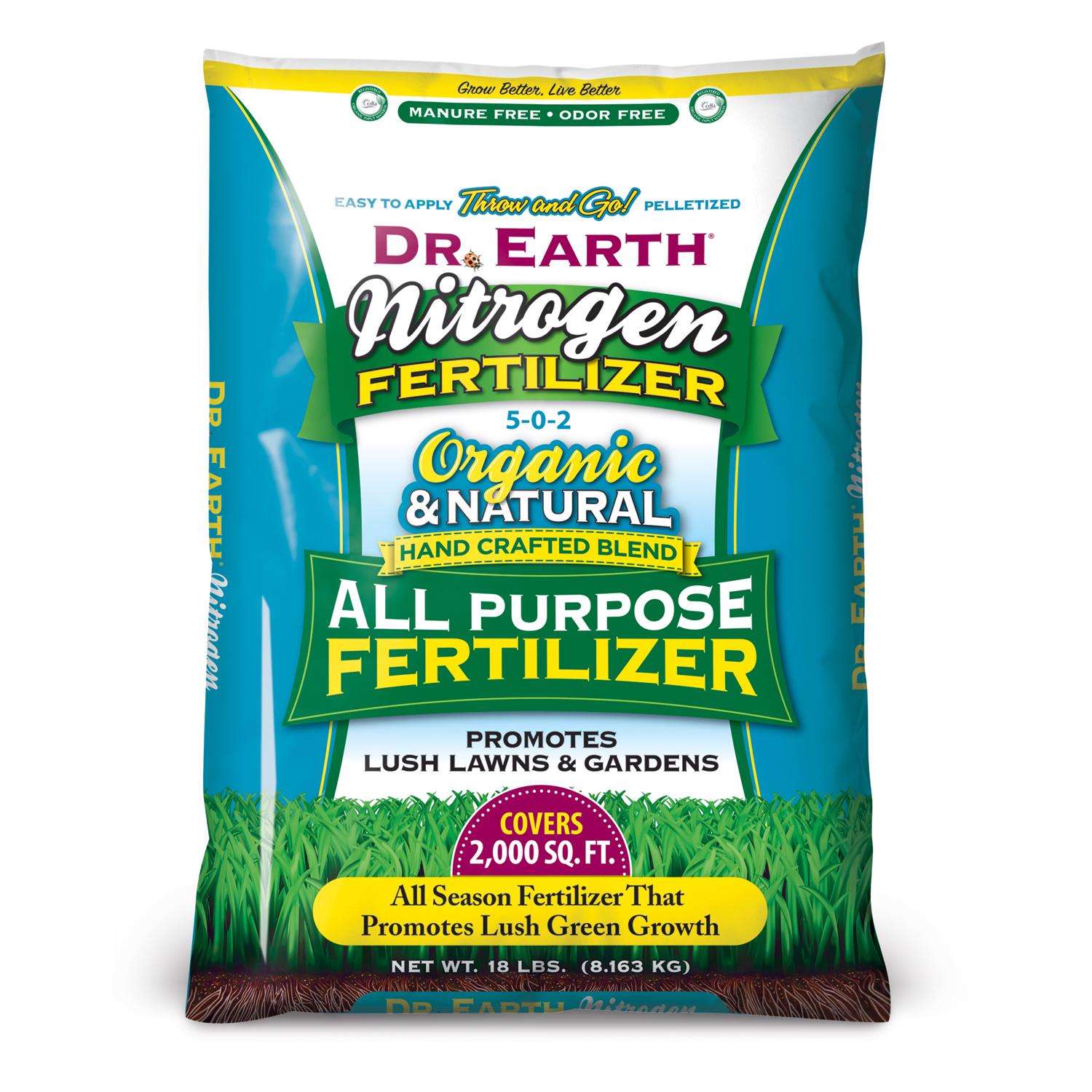 Dr. Earth Nitrogen Slow-Release Nitrogen Lawn Fertilizer For All ...