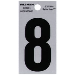 Hillman 2 in. Reflective Black Vinyl  Self-Adhesive Number 8 1 pc