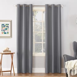 Sun Zero Thermal Insulated Room Darkening Grommet Gray Curtain 40 in. W X 84 in. L