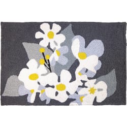 Jellybean 20 in. W X 30 in. L Multi-Color Daisies on Pewter Polyester Accent Rug