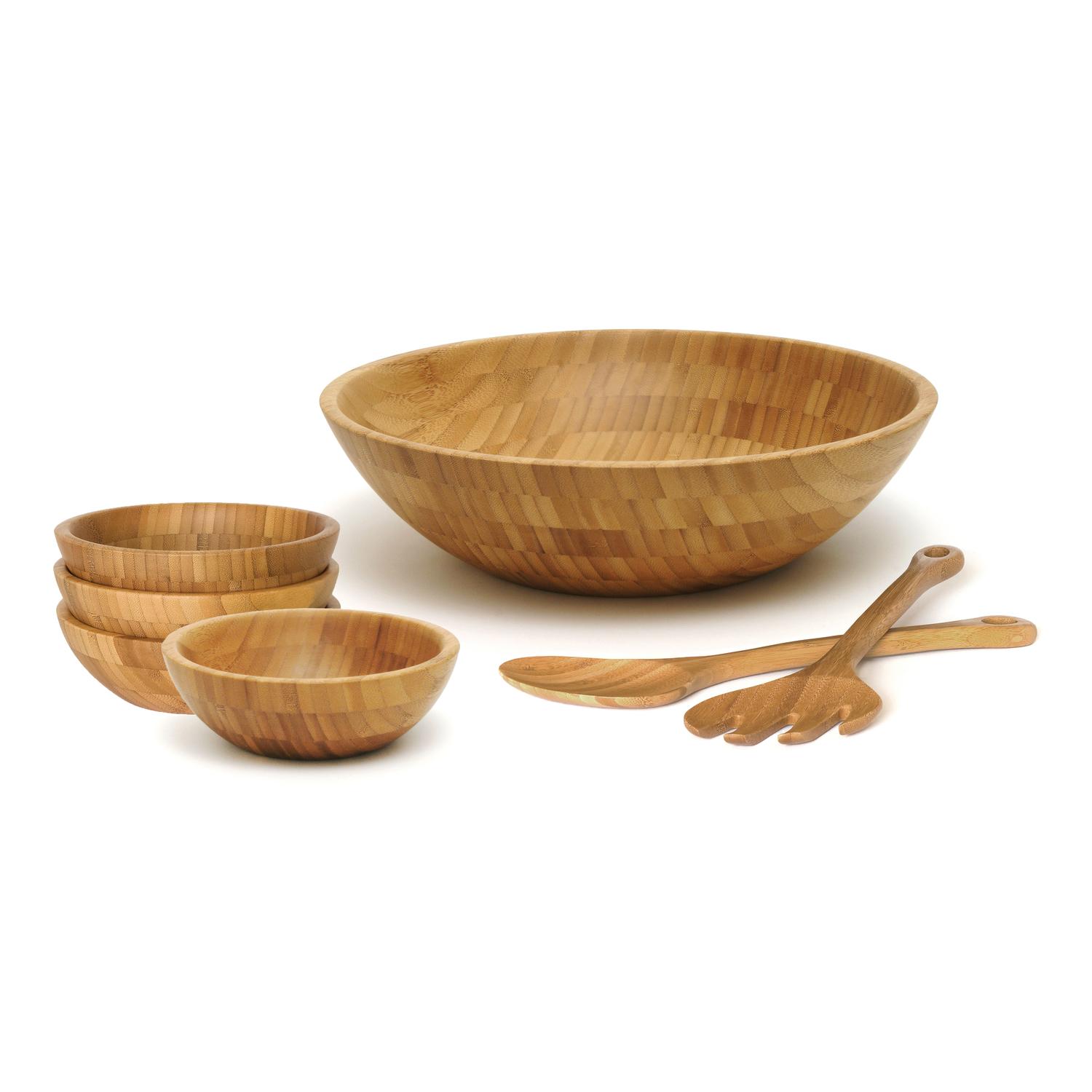 Lipper International Bamboo Bamboo Salad Bowl with Servers 7 pk Sansujyuku sansujyuku.com
