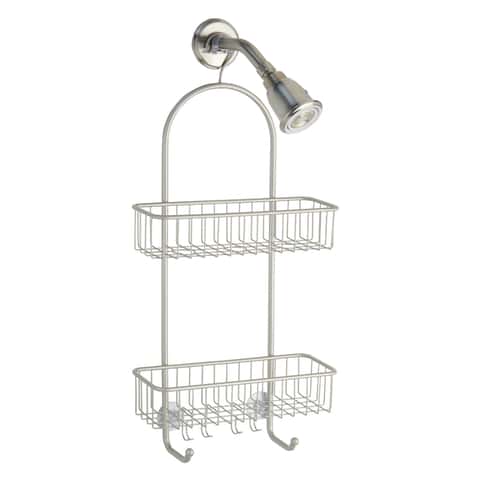 iDESIGN Milo Metal Wire Hanging Shower Caddy Baskets and Towel Bar Chrome