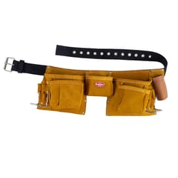 Bucket Boss 11 pocket Suede Leather Tool Belt Brown 42 in.