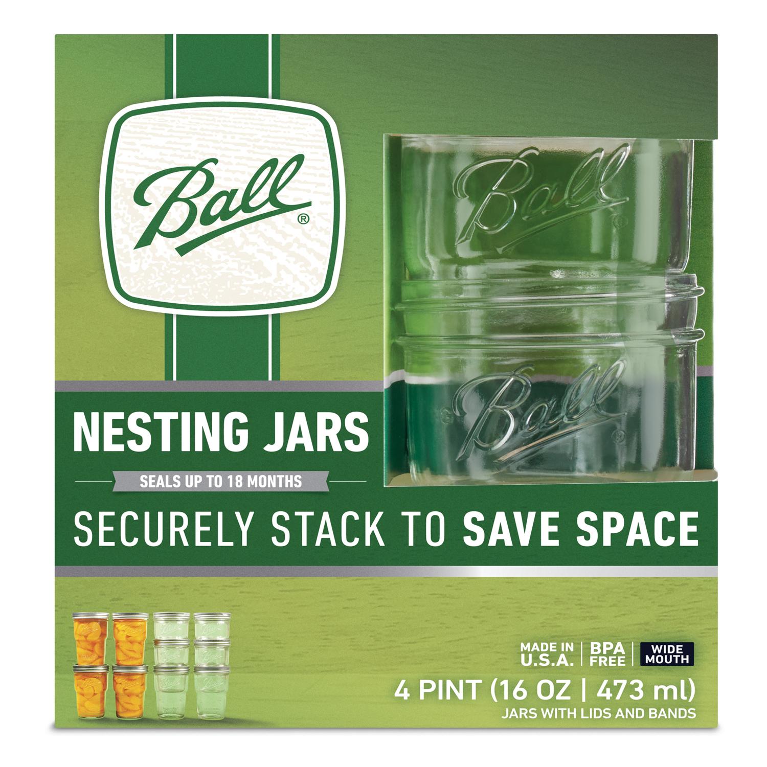 Ball社　ネスティングジャー　4個入りx4箱 Ball Wide Mouth Nesting Jar 16 oz 4 pk Mfr# 2134924 - Ace