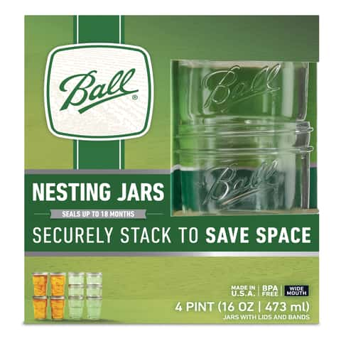 Ball Nesting Mason Jar Set, Wide Mouth, Pint, 12-Pack