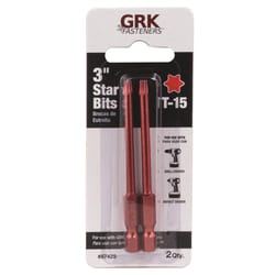 GRK Fasteners Star T15 X 3 in. L Power Bit Steel 2 pc