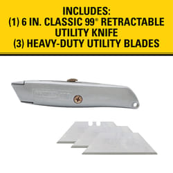 STANLEY Classic 99 6 in. Retractable Utility Knife Gray 1 pk