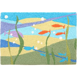 Jellybean 30 in. W X 20 in. L Multicolored All The Little Fishes Polyester Accent Rug