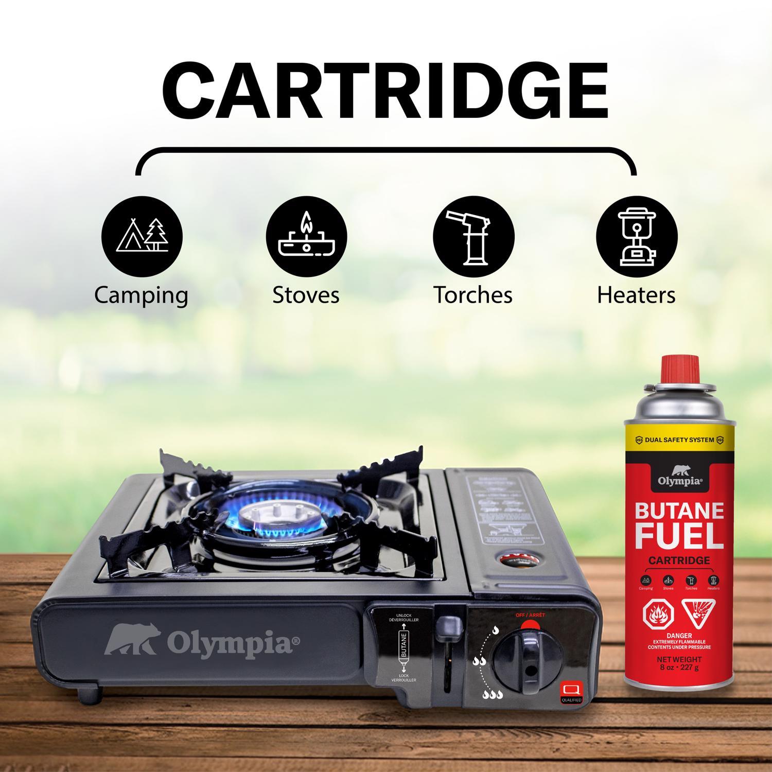 Olympia Red Butane Fuel 7.8 in. H X 8 in. W X 2.7 in. L 8 oz 3 pc