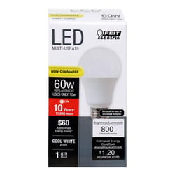 Feit A19 E26 (Medium) LED Bulb Cool White 60 Watt Equivalence 1 pk