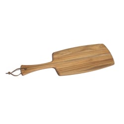 Lipper International Natural Leather/Teak Wood Rustic Serving Paddle Board 1 pc