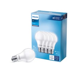 Philips A19 E26 (Medium) LED Bulb Daylight 75 Watt Equivalence 4 pk