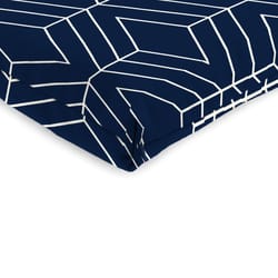 Jordan Manufacturing Navy Blue/White Geometric Polyester Chair Cushion 3 in. H X 21 in. W X 44 in. L