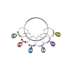 Prodyne Multicolored Acrylic/Stainless Steel Colorful Gem Wine Charms