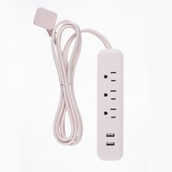 Globe Electric Designer 6 ft. L 3 outlets Power Strip with USB Ports Pink 300 J