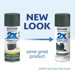 Rust-Oleum Painter's Touch 2X Ultra Cover Satin Hunt Club Green Paint+Primer Spray Paint 12 oz