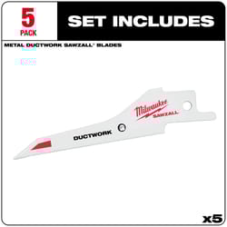 Milwaukee Ductwork 3-1/3 in. Bi-Metal Sheet metal cutter Reciprocating Saw Blade 30 TPI 5 pk