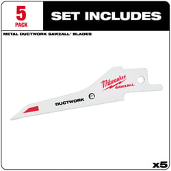 Milwaukee Ductwork 3-1/3 in. Bi-Metal Sheet metal cutter Reciprocating Saw Blade 30 TPI 5 pk