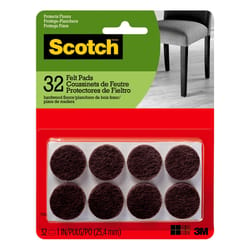 3M Scotch Felt Self Adhesive Protective Pad Brown Round 1 in. W 32 pk