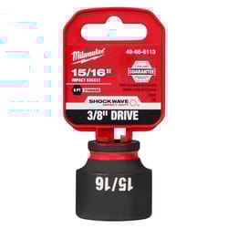 Milwaukee Shockwave 15/16 in. X 3/8 in. drive SAE 6 Point Standard Socket 1 pc