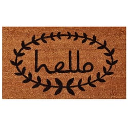 Home & More 1.42 W X 2.42 L Multi-color Calico Hello Coir Door Mat