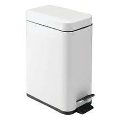 iDesign 1.32 gal White Stainless Steel Rectangle Step Can Wastebasket