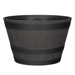L&G Solutions 9 in. H X 14 in. D Wood-Resin Whiskey Barrel Planter Brown